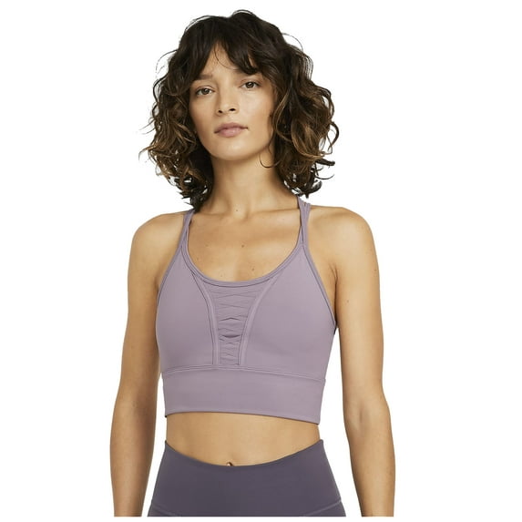 Nike Women's Cropped laced Training Tank Sports Bra (Purple Smoke, X-Small)