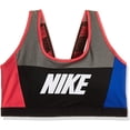 thumbnail image 1 of Nike Women's Distort Classic Medium Support Sports Bra (Carbon Heather/Game Royal, X-Small), 1 of 5