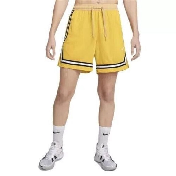Nike Women's Dri-FIT Fly Crossover Basketball Shorts- Vivid Sulfur/White -(X-Large)