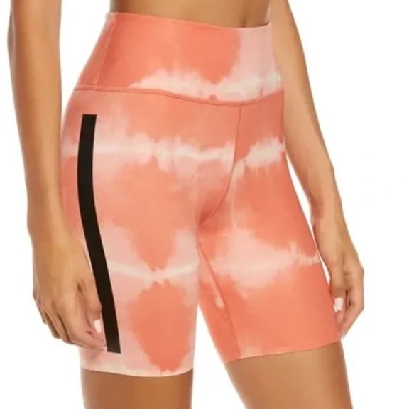 Nike Women's Dri-FIT One Luxe Mid-Rise Printed Training 7" Shorts -(Madder Root Orange/Black, X-Small)