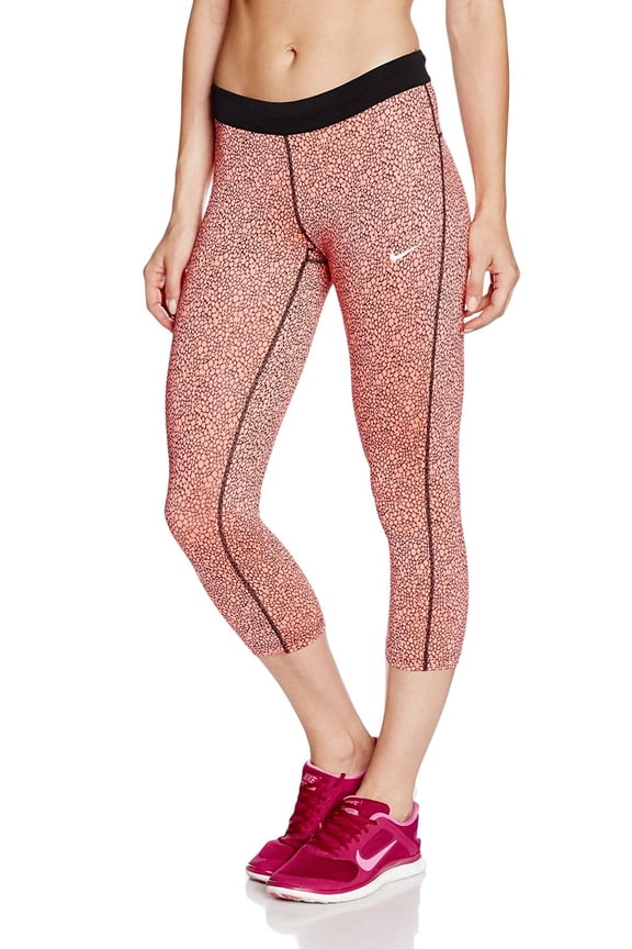 Women's Dri-Fit AOP Relay Crop Running Tights-Coral