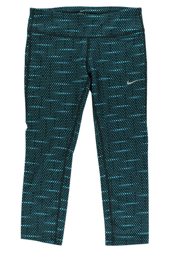 Women's Dri Fit Epic Run Printed Capri Black/Blue Xs, Color: Black/Blue
