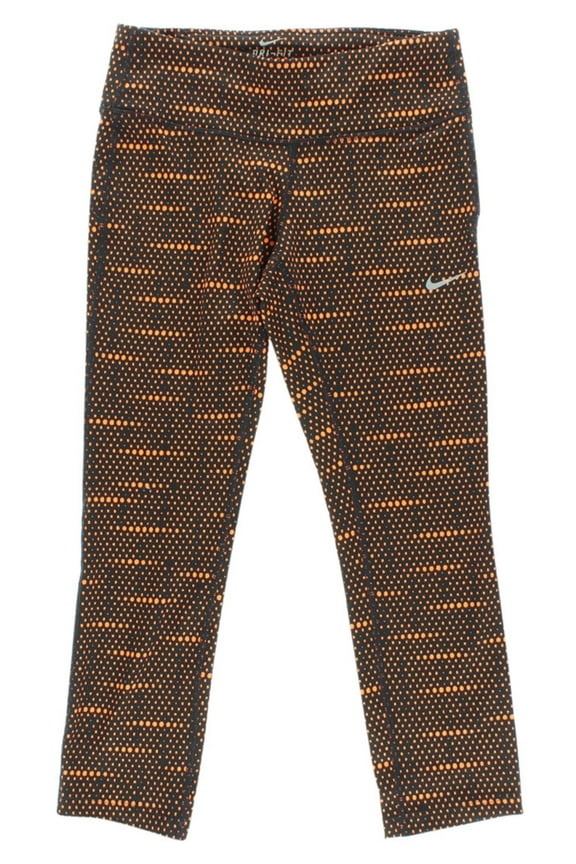 Women's Dri Fit Epic Run Printed Capri Black/Orange Xs, Color: Black/Orange