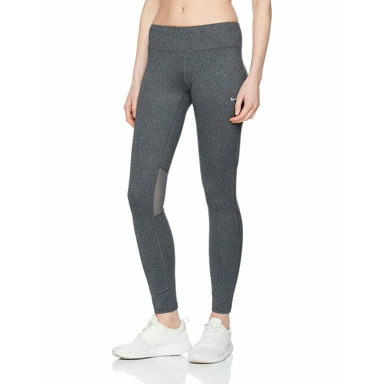 Nike Women's Dri Fit Epic Run Tights (Black/Cool Grey/Heather/Reflective  Silver, Large)