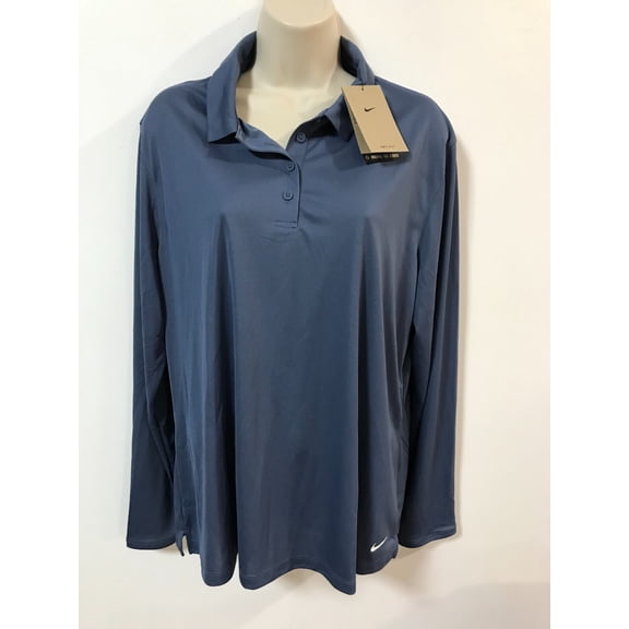 Nike Women's Dri-Fit Long Sleeve Victory Golf Polo, X-Small, Diffused Blue 491