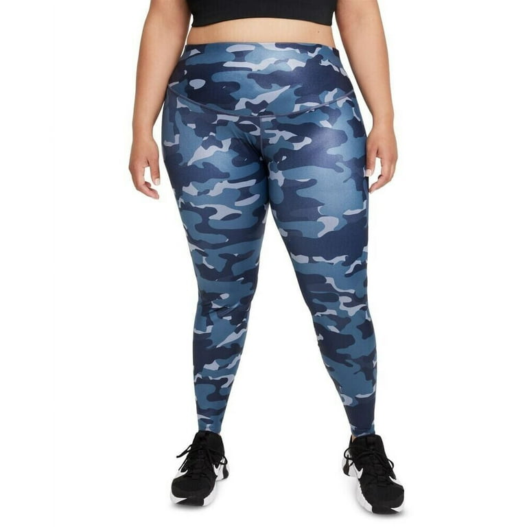 Nike Women's Dri Fit Mid Rise Camo Print Leggings Blue Size 2X 