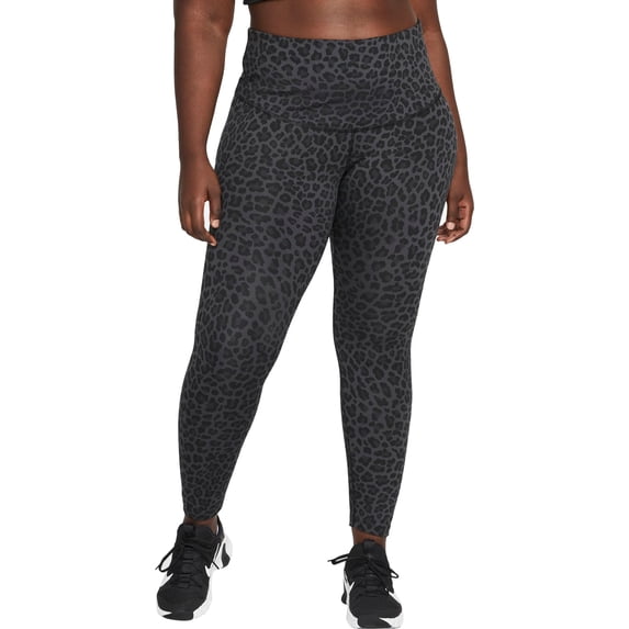 Nike Women's Dri-Fit One High Rise Printed Leggings (Dk Smoke Grey, L)