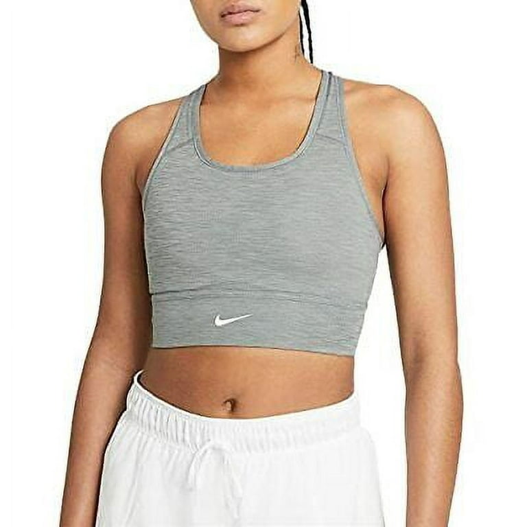 Nike Women's Dri Fit Swoosh Medium Support Padded Longline Sports Bra Gray  Size Medium