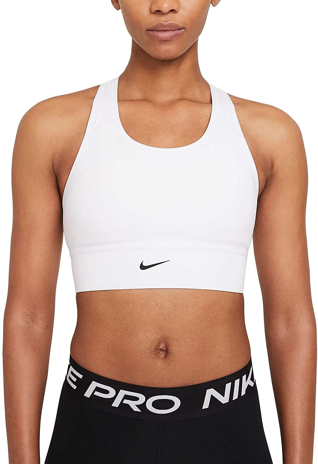 Nike Women's Dri Fit Swoosh Padded Longline Sports Bra White Size Large