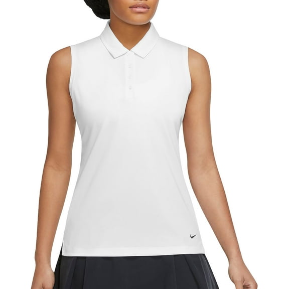 Nike Women's Dri-Fit Victory Sleeveless Golf Polo (White, L)