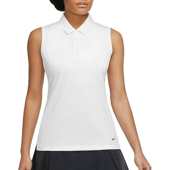 Nike Women's Dri-Fit Victory Sleeveless Golf Polo (White, XL)