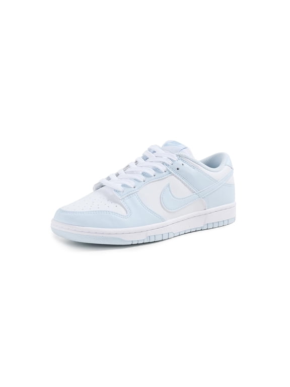 Women's Dunk Low Leather Sneakers, White/Blue Tint, 9 Medium US