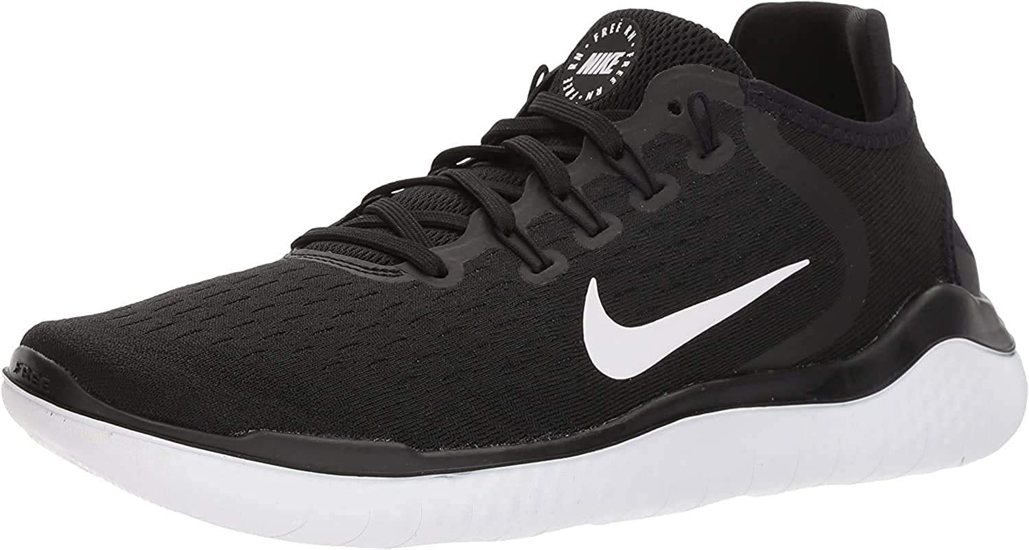 Nike Women's Free RN 2018 Running Shoe (12, Black/White)