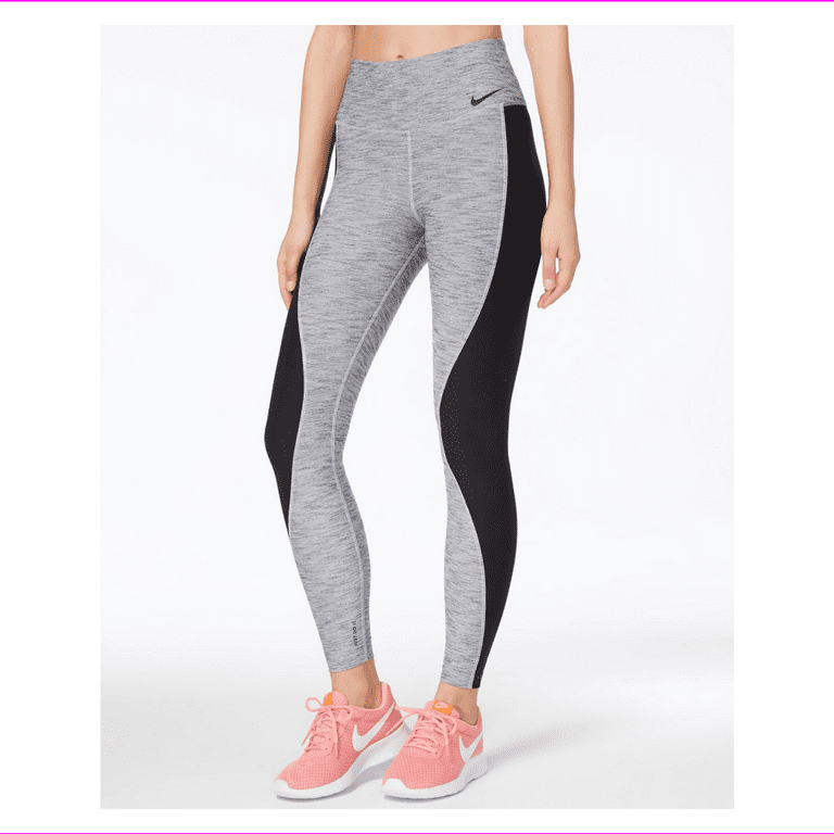 Nike Women's Full Length Power Fabric For Stretch Colorblocked Leggings S/Grey/Black  
