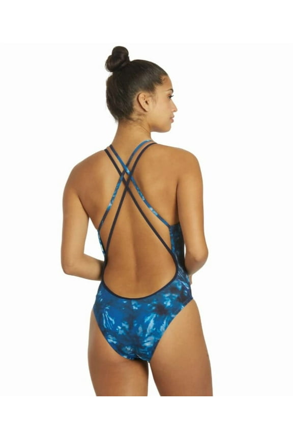 Women's Hydrastrong Tie Dye Spiderback One Piece Swimsuit-Game Royal (Size 30)