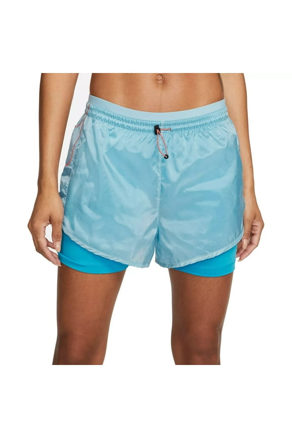 Women's Icon Clash Tempo Luxe Mid-Rise Running Shorts - (Blue, Small)