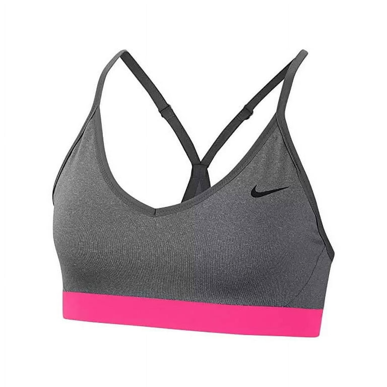 Nike Women’s Indy Compression Low Impact Sports Bra,Gray/Pink,Medium