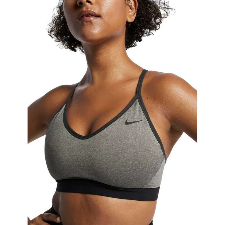 Nike Women's Indy Logo Support Sports Bra, Gray Black, Medium 