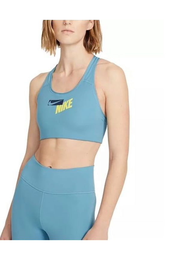 Women’s Logo Racerback Medium Impact Sports Bra, Blue, Medium