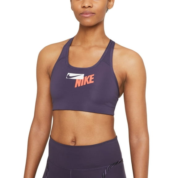 Nike Women's Logo Racerback Medium Impact Sports Bra, Purple, XS