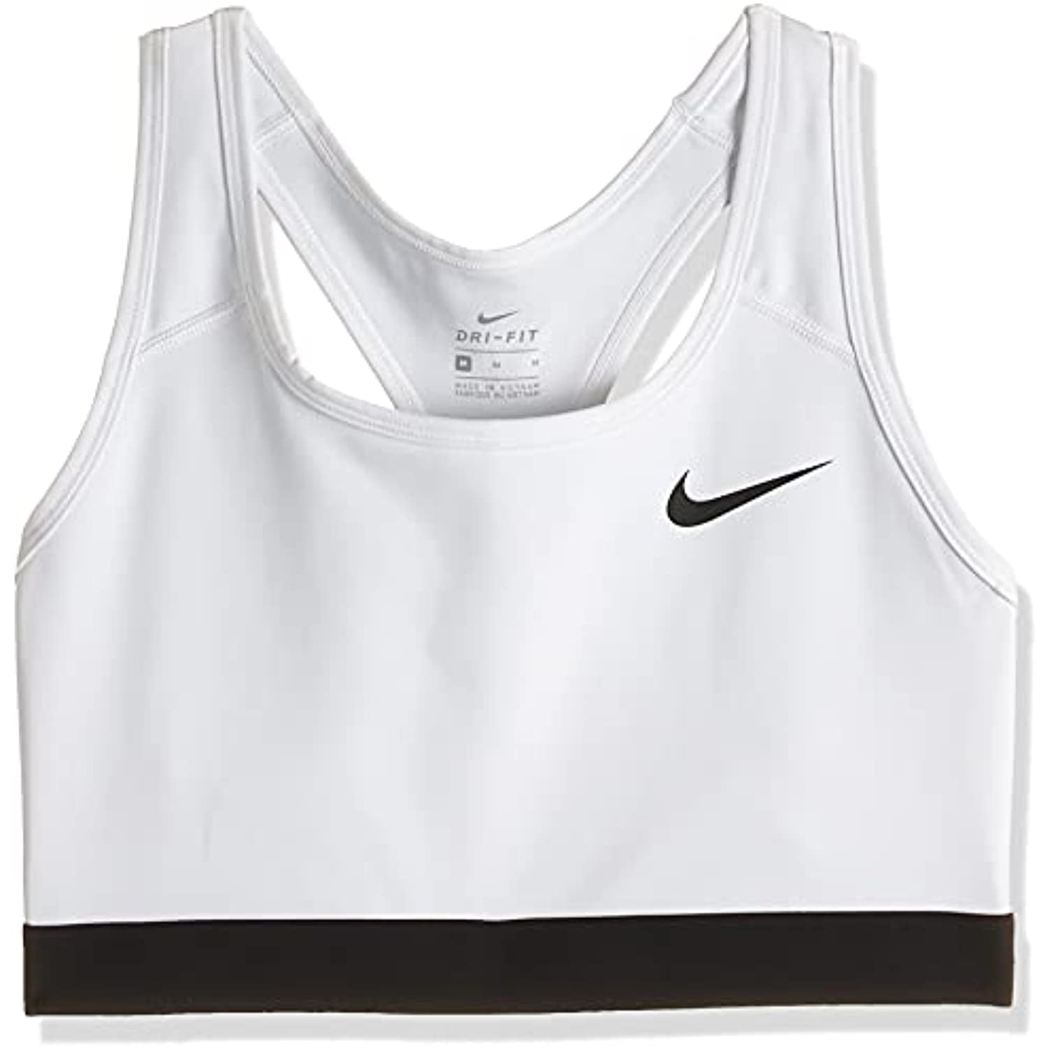 Nike Women's Medium Support Non Padded Sports Bra with Band, White/Black/(Black),  X-Small 