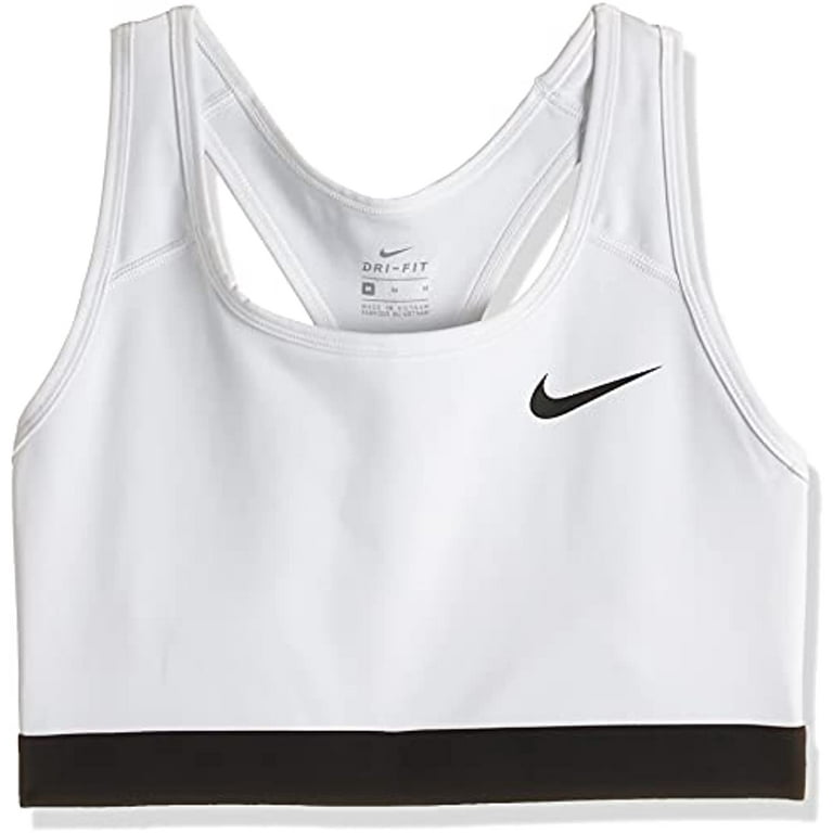Nike Women's Medium Support Non Padded Sports Bra with Band,  White/Black/(Black), X-Small