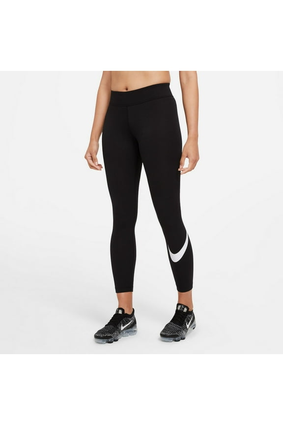 Women's Mid-Rise Essential Swoosh Leggings Black XS