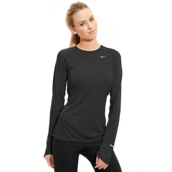 Nike Women's Miller Long Sleeve Running Athletic Shirt Black
