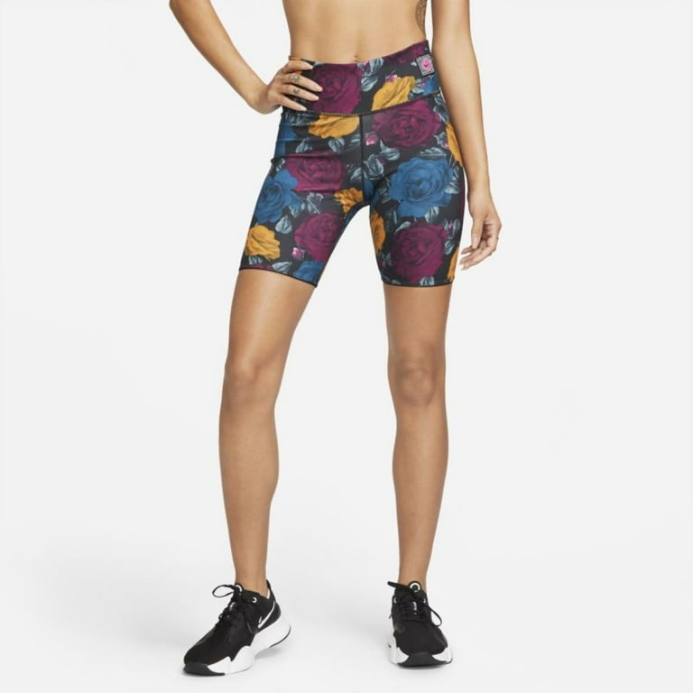 Nike Women s One Logo Mid Rise Dri Fit 7 Bike Shorts as1 Alpha x s Regular Regular Floral Walmart