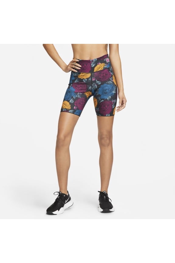 Women's One Logo Mid-Rise Dri-Fit 7" Bike Shorts (as1, Alpha, x_s, Regular, Regular, Floral)