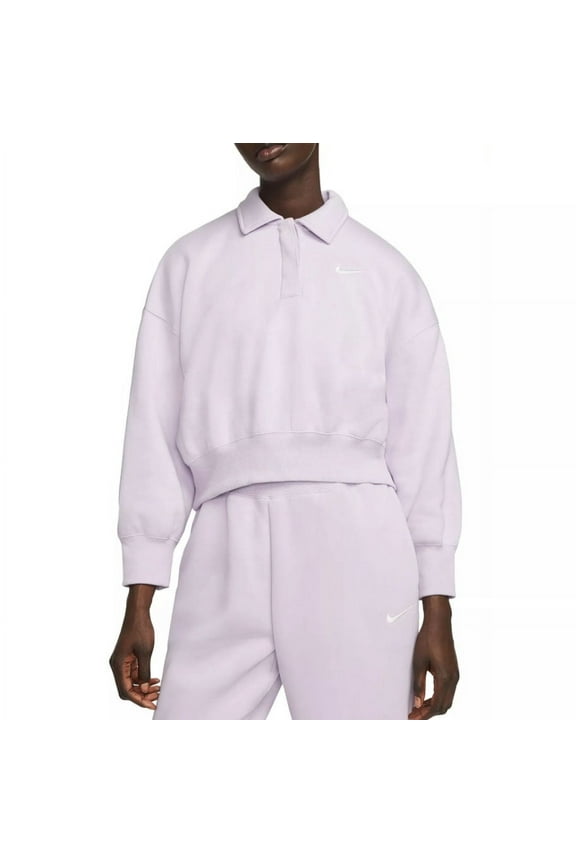 Women's Phoenix Fleece3/4 Sleeve Crop Polo Sweatshirt - Doll/ Sail -(XX-Large)