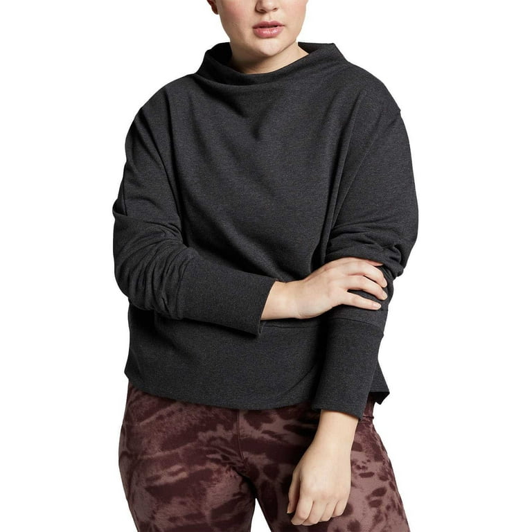 Nike Women s Plus Size Fleece Funnel Neck Training Blouse Pullover Shirt Tops Black 2X Plus
