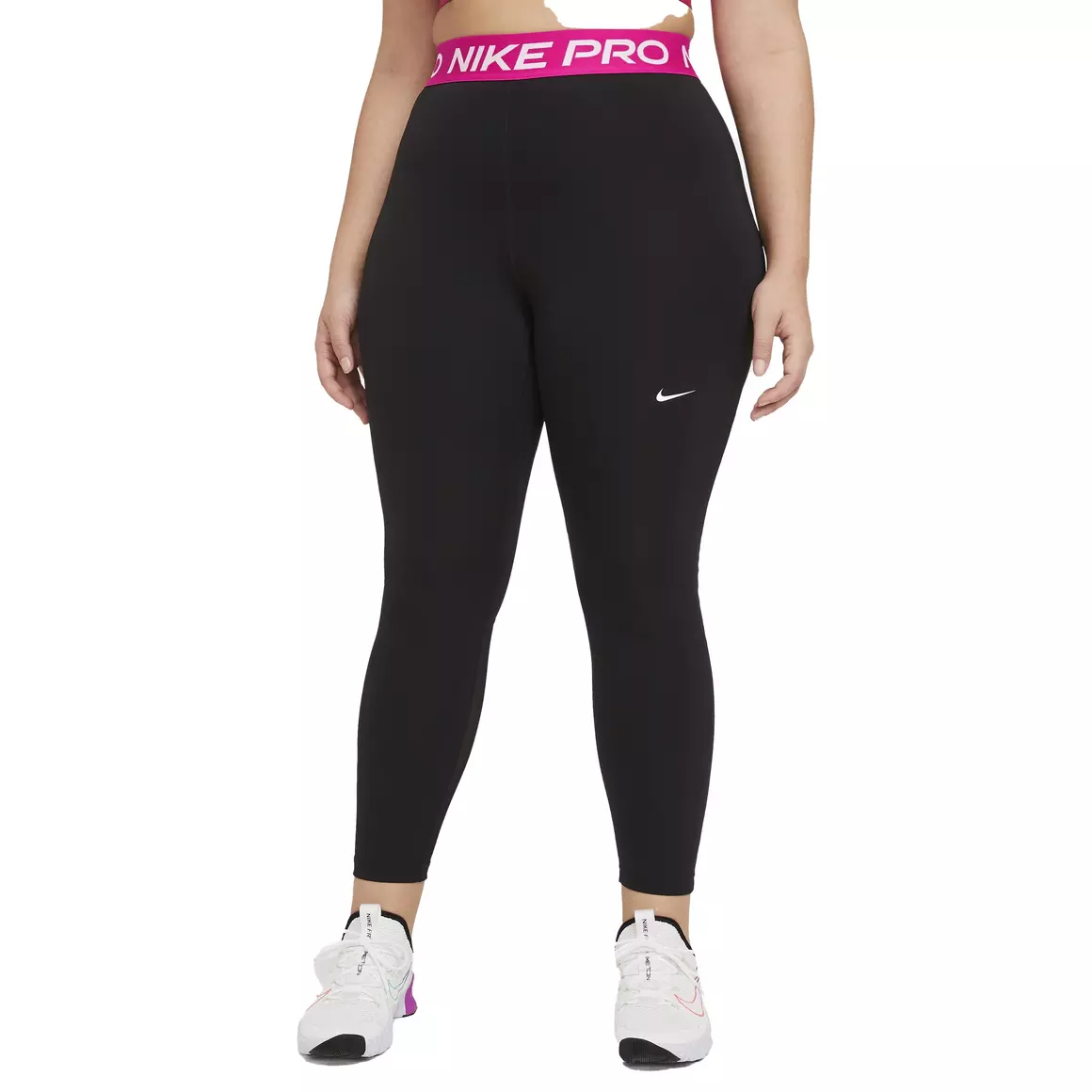 Nike Women's Plus Size Pro Tight Fit Cropped Leggings Black/Fireberry ...