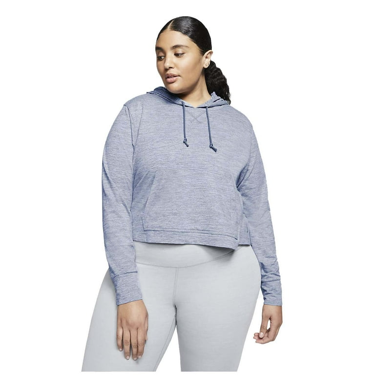 Nike Women's Plus Yoga Jersey Cropped Training Hoodie (Diffused Blue, 2X) 