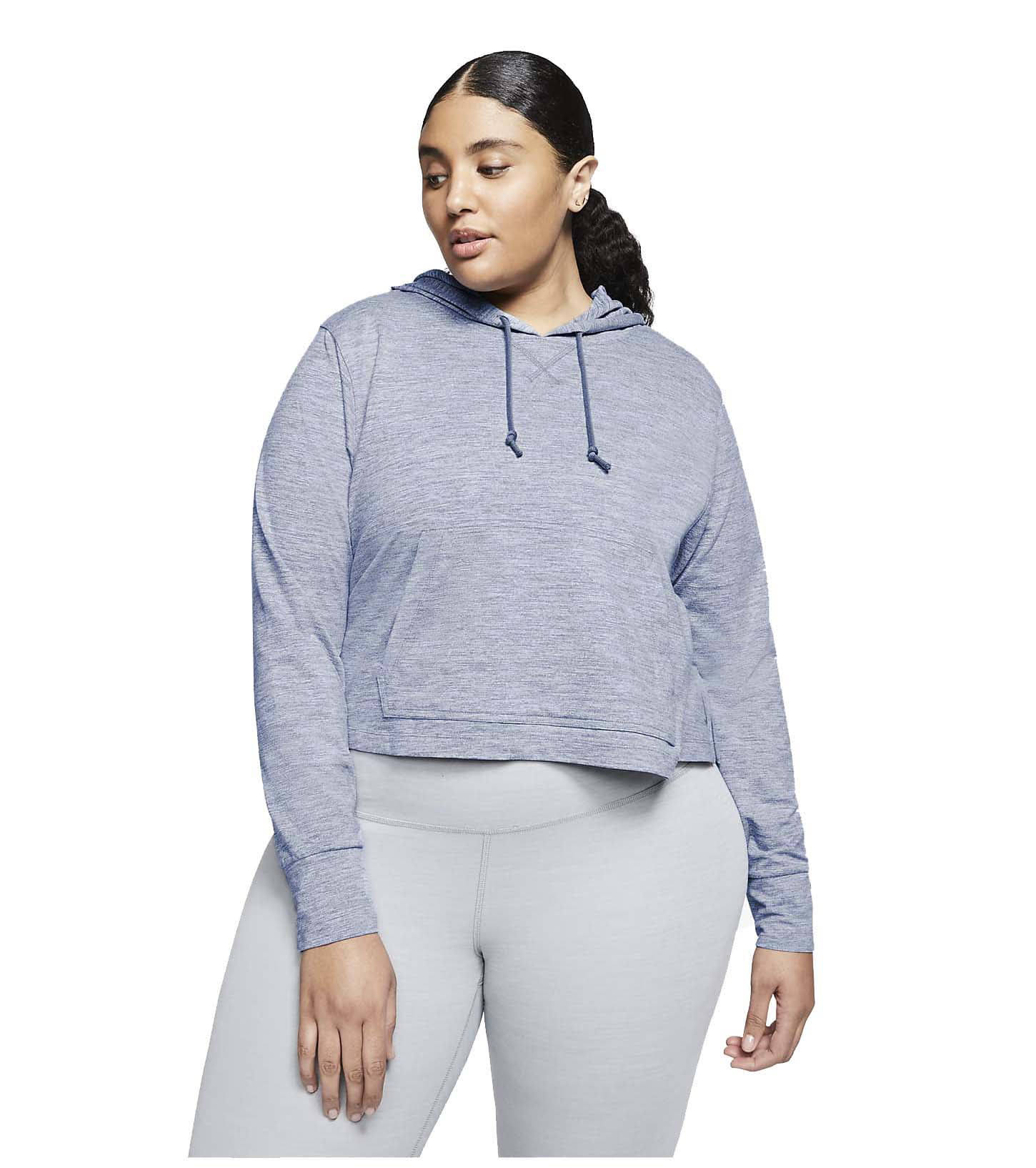 Nike Women's Plus Yoga Jersey Cropped Training Hoodie (Diffused Blue, 3X) 