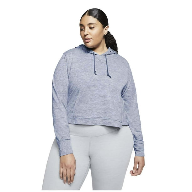 Nike Women s Plus Yoga Jersey Cropped Training Hoodie Diffused Blue 3X Walmart Business Supplies