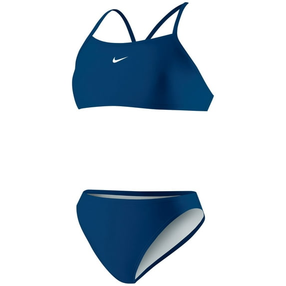 Nike Women's Poly Core Solid Sport 2-Piece Swimsuit (Midnight Navy, 12)