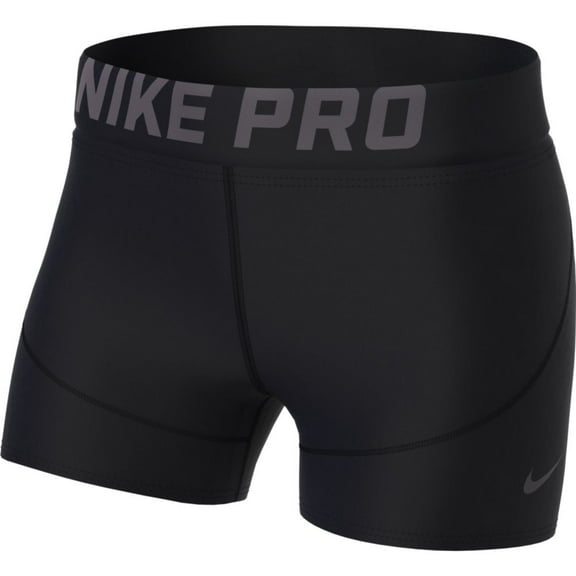 Nike Women's Pro 3" Training Short (Black/ Thunder Grey, Large)
