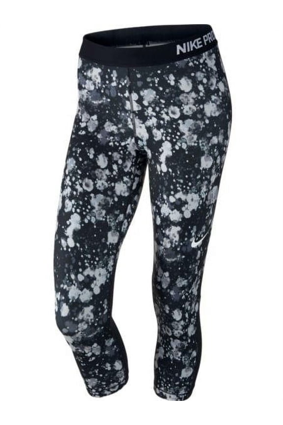 Women's Pro Cool Microcosm Print Capri Tights 831996-010 Black/Black