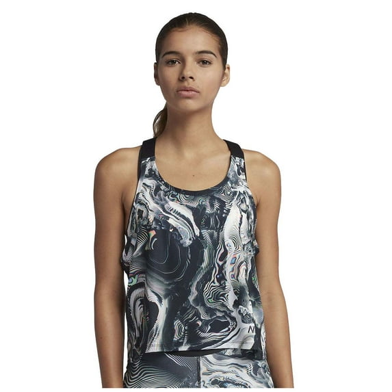 Nike Women's Pro Coral Print Training Tank Top (Black/White, Large)