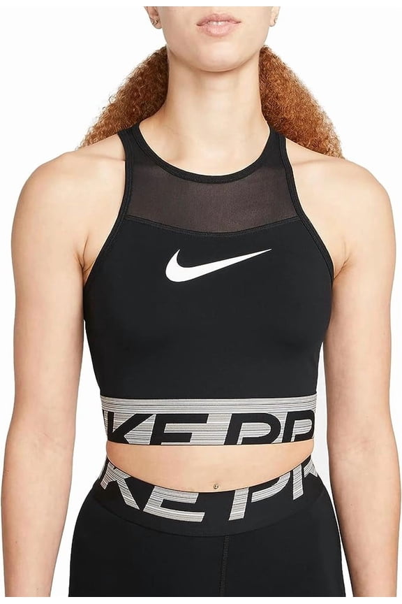 Women's Pro GRX Cropped Graphic Training Bra DM7689-010 Black Size Small