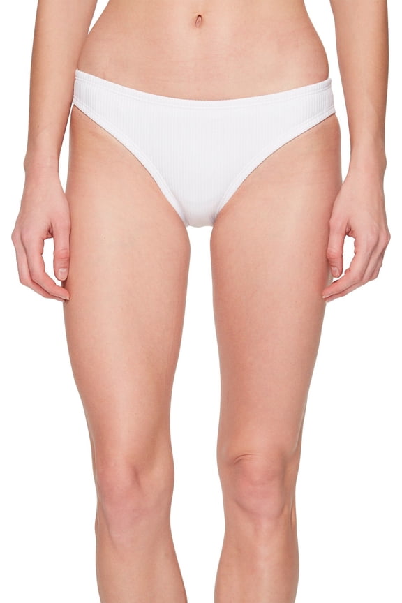 Women's Ribbed Bikini Bottom Swimwear White Size M