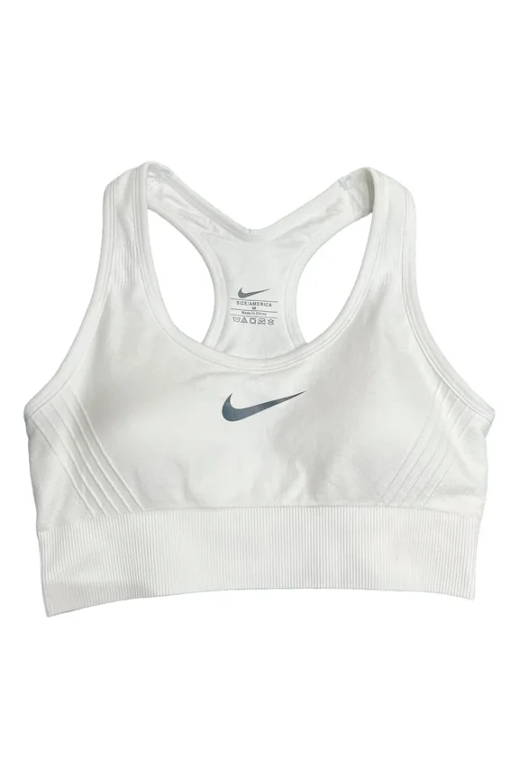 Women’s Seamless Swoosh Sports Bra – White – Size S
