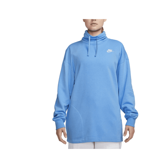 Nike Women's Sportswear Club Fleece Oversized Mock-Neck Sweatshirt - University Blue/white