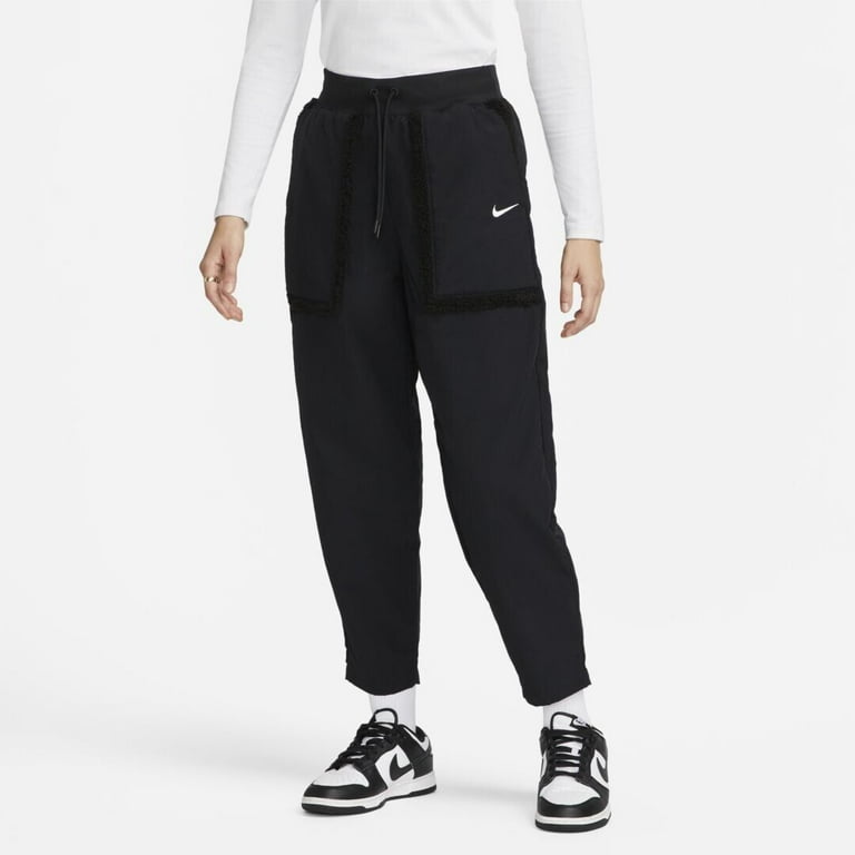Nike Women s Sportswear Essential Woven High Rise Pants Black Size Medium Walmart