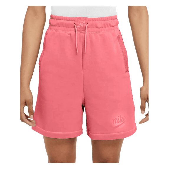 Nike Women's Sportswear High waisted Essential French Terry Shorts (Coral , Large)