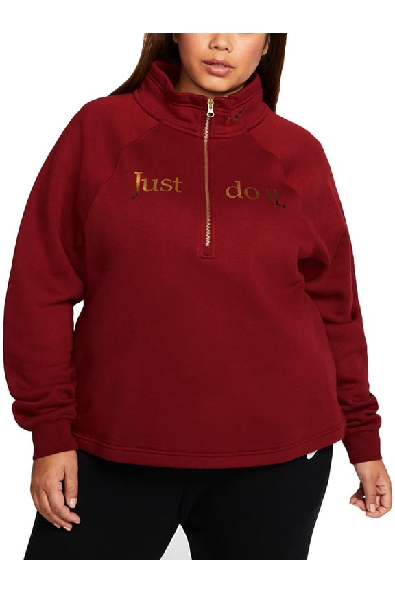 Women's Sportswear Shine 1/2 Zip Fleece Top Red Size 3X