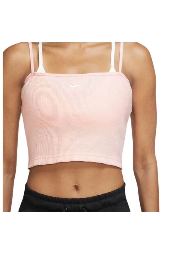 Women's Sportwear Essential Ribbed Crop Top (Pink) Size Small