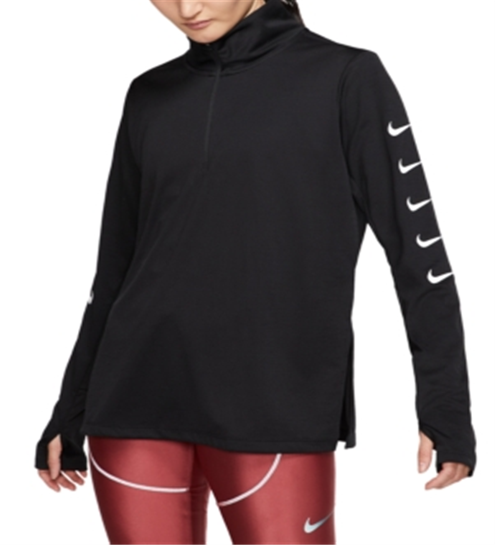 nike women's half zip running top black