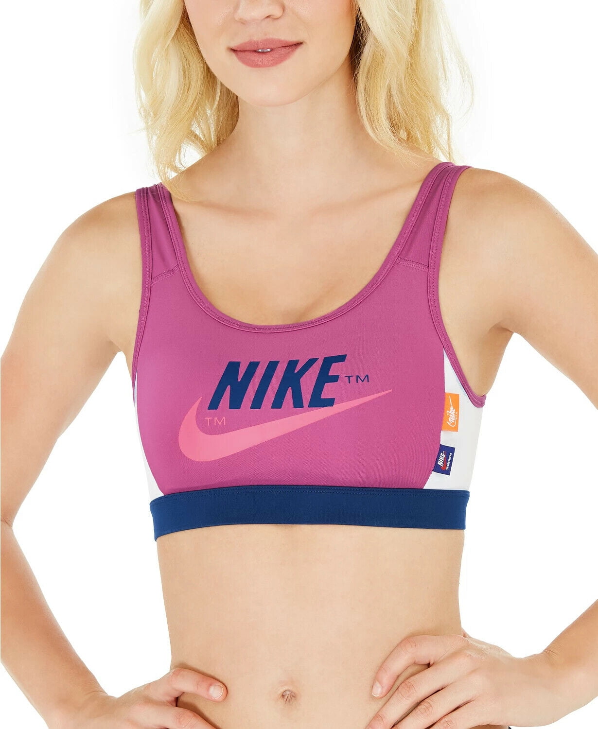 Nike Women's Swoosh Logo Scoop-Back Medium-Support Sports Bra Size